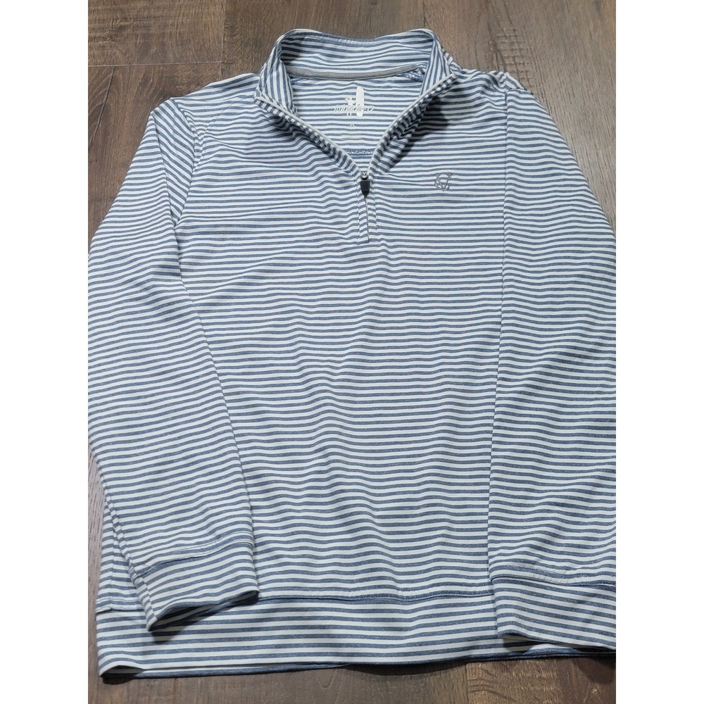 Johnnie-O Boys Prep-Formance Quarter Zip Pullover Blue Striped Size 8 JBK01690